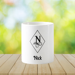 Elegant Geometrisch Initiaal Monogram N Koffiemok
