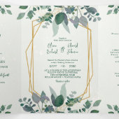 Elegant geometrisch Lijst bladeren | foto Bruiloft Drieluik Uitnodiging (Binnenkant midden)