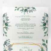 Elegant Geometrisch Lijst groen | foto Bruiloft Drieluik Uitnodiging (Binnenzijde eerst)