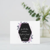 Elegant Geometrisch lijst paarse flora Save the Da Briefkaart (Staand voorkant)