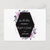 Elegant Geometrisch lijst paarse flora Save the Da Briefkaart (Voorkant)