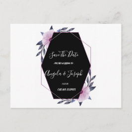 Elegant Geometrisch lijst paarse flora Save the Da Briefkaart