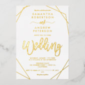 Elegant geometrisch lijst terrariumscriptbruiloft folie uitnodiging (Voorkant)