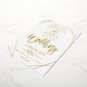 Elegant geometrisch lijst terrariumscriptbruiloft folie uitnodiging (Gedraaid)