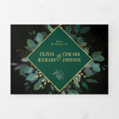 Elegant Geometrisch lijst Zwart foto Bruiloft Drieluik Uitnodiging (Cover)