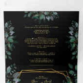 Elegant Geometrisch lijst Zwart foto Bruiloft Drieluik Uitnodiging (Binnenzijde eerst)