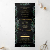 Elegant Geometrisch lijst Zwart foto Bruiloft Drieluik Uitnodiging (Binnen)