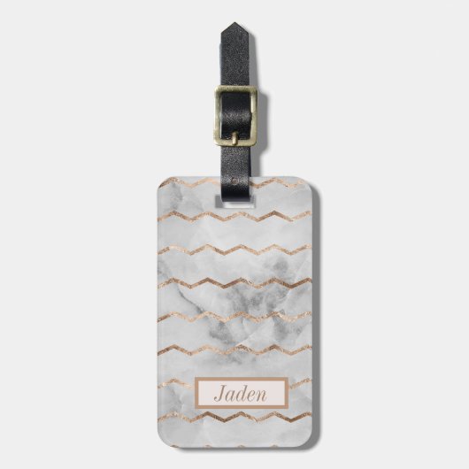 Elegant geometrisch marmeren stijl Bagagelabel (Voorkant verticaal)