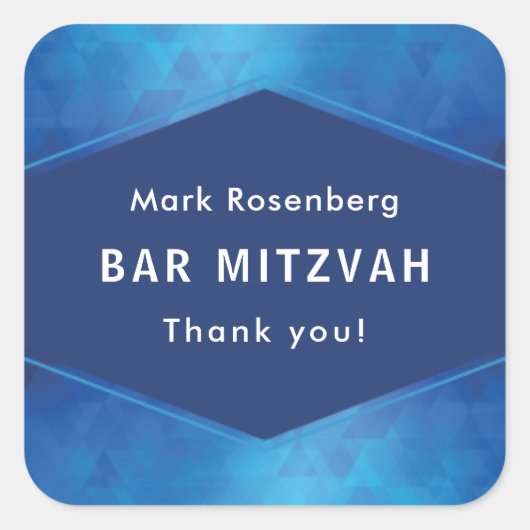 Elegant Geometrisch met Diamant Textuur Bar Mitzva Vierkante Sticker (Voorkant)