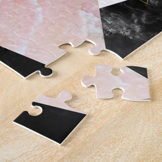 Elegant geometrisch ontwerp voor marmer en goud legpuzzel (Zijkant)