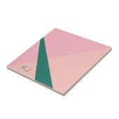 Elegant geometrisch pastel roze perzikgroen tegeltje (Zijkant)