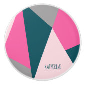 Elegant geometrisch pastel warm roze emerald groen keramische knop (Voorkant)