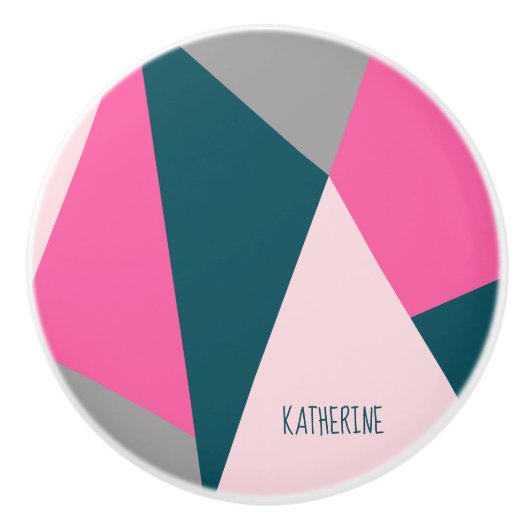 Elegant geometrisch pastel warm roze emerald groen keramische knop (Voorkant)