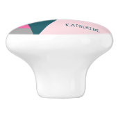 Elegant geometrisch pastel warm roze emerald groen keramische knop (Zijkant)