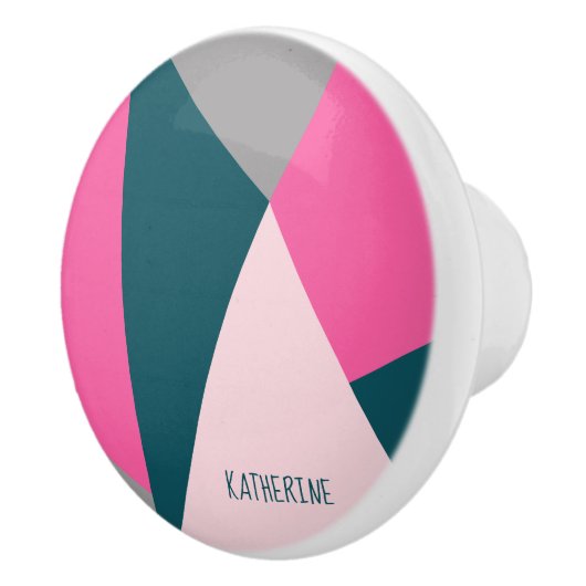 Elegant geometrisch pastel warm roze emerald groen keramische knop (Rechts)