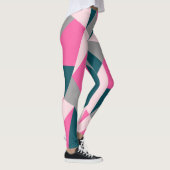 Elegant geometrisch pastel warm roze emerald groen leggings (Rechts)