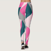 Elegant geometrisch pastel warm roze emerald groen leggings (Achterkant)