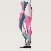 Elegant geometrisch pastel warm roze emerald groen leggings (Links)