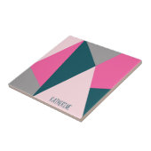 Elegant geometrisch pastel warm roze emerald groen tegeltje (Zijkant)