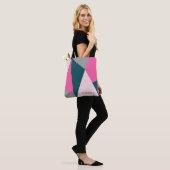 Elegant geometrisch pastel warm roze emerald groen tote bag (Op model)