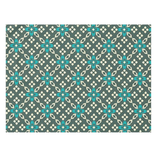 Elegant geometrisch patroon in Blauwgroen en wijze Tafelkleed (Voorkant (Horizontaal))