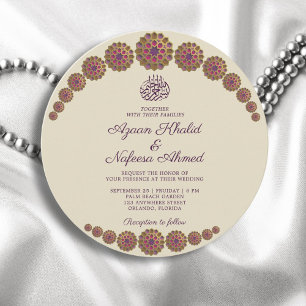 Elegant & Geometrisch Patroon Islamitische Ronde B Kaart