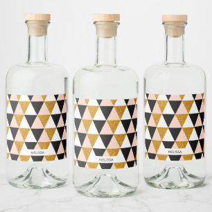 Elegant geometrisch patroon likeurfles etiket