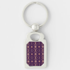 Elegant geometrisch patroon met oranje diamant sleutelhanger