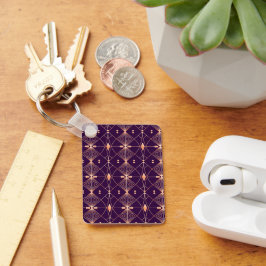 Elegant geometrisch patroon met oranje diamant sleutelhanger