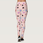 Elegant geometrisch patroon roze paarse munt zwart leggings (Achterkant)
