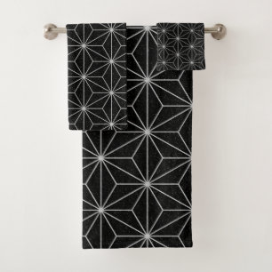 Elegant geometrisch patroon - Zilver en zwart - Bad Handdoek