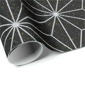 Elegant geometrisch patroon - Zilver en zwart - Cadeaupapier (Rol Hoek)