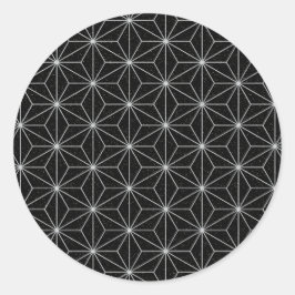 Elegant geometrisch patroon - Zilver en zwart - Ronde Sticker
