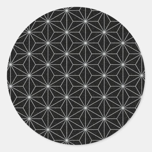 Elegant geometrisch patroon - Zilver en zwart - Ronde Sticker (Voorkant)