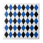 Elegant geometrisch patroon Zwart Blauw Wit Tegeltje (Voorkant)