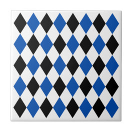 Elegant geometrisch patroon Zwart Blauw Wit Tegeltje