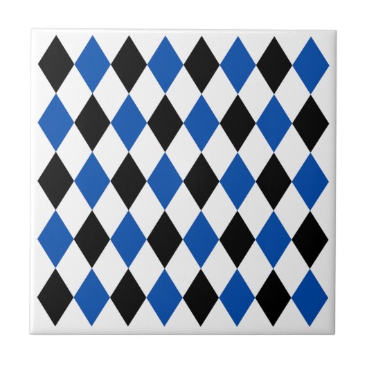 Elegant geometrisch patroon Zwart Blauw Wit Tegeltje (Voorkant)