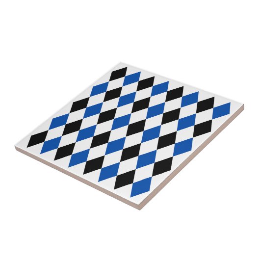Elegant geometrisch patroon Zwart Blauw Wit Tegeltje (Zijkant)
