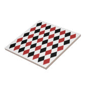 Elegant geometrisch patroon Zwart en bordeaux rood Tegeltje (Zijkant)