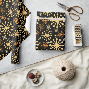 Elegant geometrisch patroon zwart en goud cadeaupapier