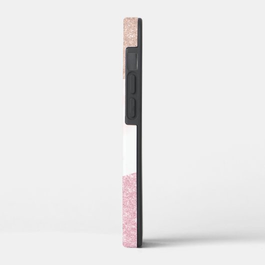 Elegant geometrisch roos goud glitter marmer Case-Mate iPhone case (Achterkant / Links)