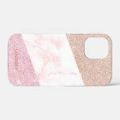 Elegant geometrisch roos goud glitter marmer Case-Mate iPhone case (Achterkant (horizontaal))