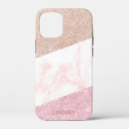Elegant geometrisch roos goud glitter marmer Case-Mate iPhone case