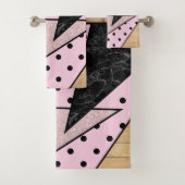 Elegant geometrisch roos goud glitter marmer wood bad handdoek (Insitu)