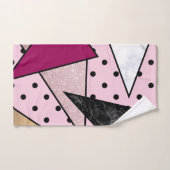 Elegant geometrisch roos goud glitter marmer wood bad handdoek (Handdoek)