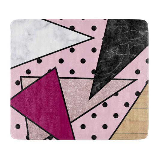 Elegant geometrisch roos goud glitter marmeren hou snijplank (Voorkant)