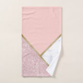 Elegant geometrisch roos goud glitter witte marmer bad handdoek (Handdoek)