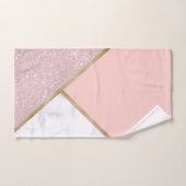 Elegant geometrisch roos goud glitter witte marmer bad handdoek (Handdoek)