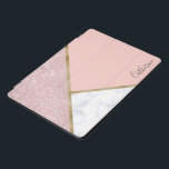 Elegant geometrisch roos goud glitter witte marmer iPad pro cover<br><div class="desc">Stijlvol geometrisch ontwerp met faux roos goudglitter,  goud en witte marmer.</div>