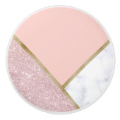 Elegant geometrisch roos goud glitter witte marmer keramische knop (Voorkant)